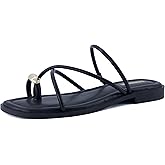 CUSHIONAIRE Venue Women’s Strappy Toe-Loop Slide Sandals with Gold-Tone Accent & Memory Foam Comfort