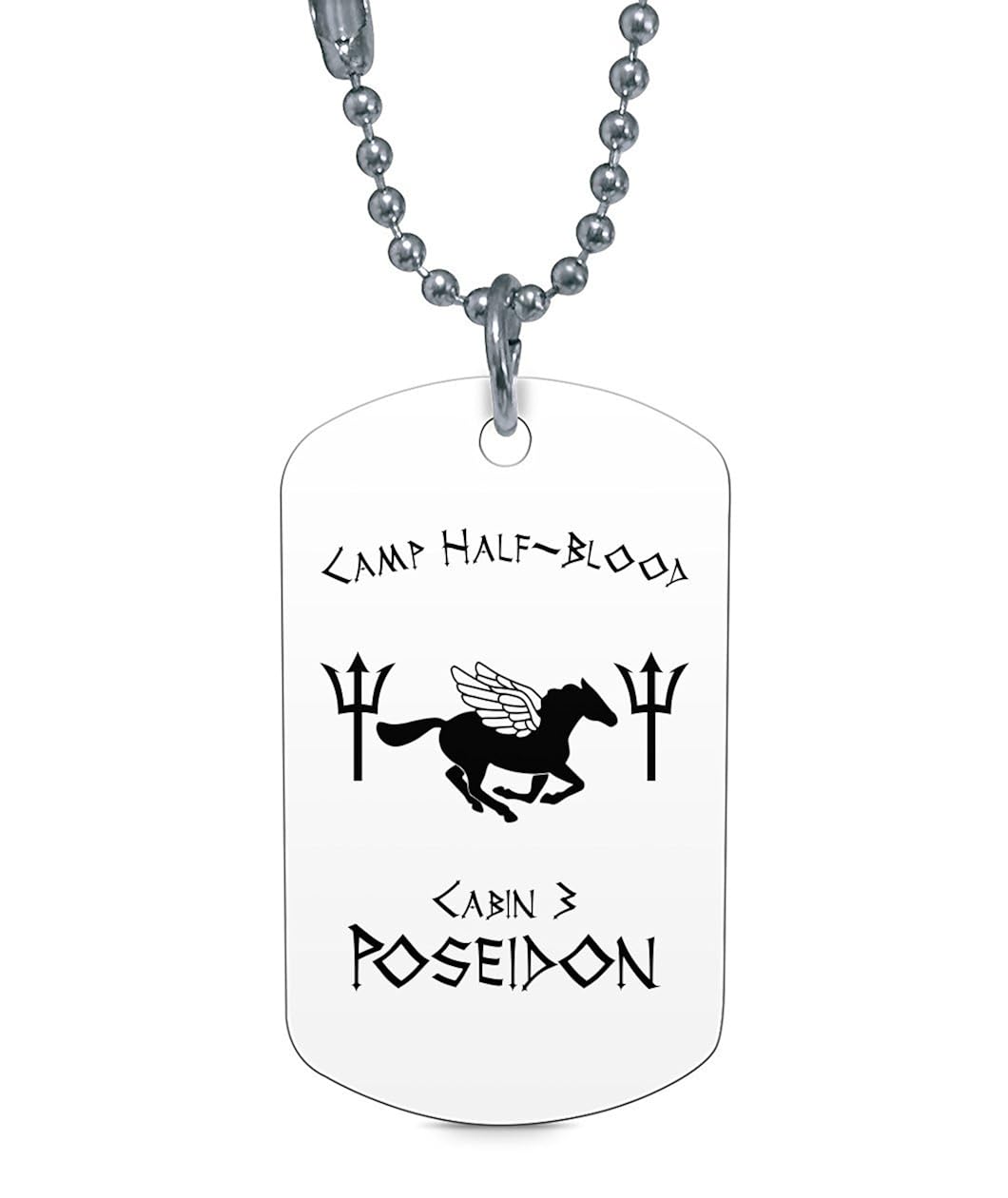 Cabin 3 Poseidon Camp Half Blood Dog Tag Percy Jackson Necklace