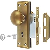 Prime-Line Mortise Keyed Lock Set - Classic Bronze Knob For 1-3/8" To 1-3/4" Interior Doors