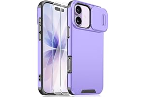 Lokyoo for iPhone 17 Case with Sliding Camera Cover + 2 Packs Screen Protector, 2 in 1 Heavy Duty Full Shockproof Hard PC+Sof