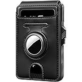 Vast Scenery RFID Wallet for Men with AirTag Holder - Brushed Aluminum Pop Up Card Holder, Slim Money Clip Wallet Fits Front Pocket with ID Window, Holds 11 Cards and Cash, Gift for Men