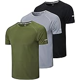 frueo Men's 1/3 Pack Workout Shirts Quick Dry Moisture Wicking Short Sleeve Mesh Athletic T-Shirts