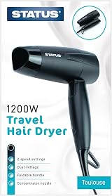 Status Toulouse Black Foldable Travel Hair Dryer 1200W Dual Voltage 230V 115V view 5