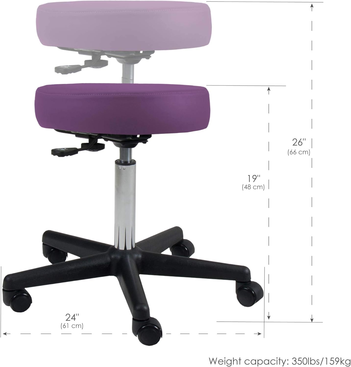EARTHLITE Pneumatic Rolling Stool - Commercial Grade, Adjustable, CFC-Free, No leaking - Spa, Massage & Medical Chair: Health & Personal Care