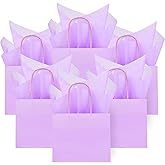 DjinnGlory 24 Pack Mini Tiny Small Lavender Purple Paper Gift Bags with Handles 6x5x2.5 Inch and 24 Tissue Paper for Merchandise Wedding Baby Shower Birthday Party Favors Goodies