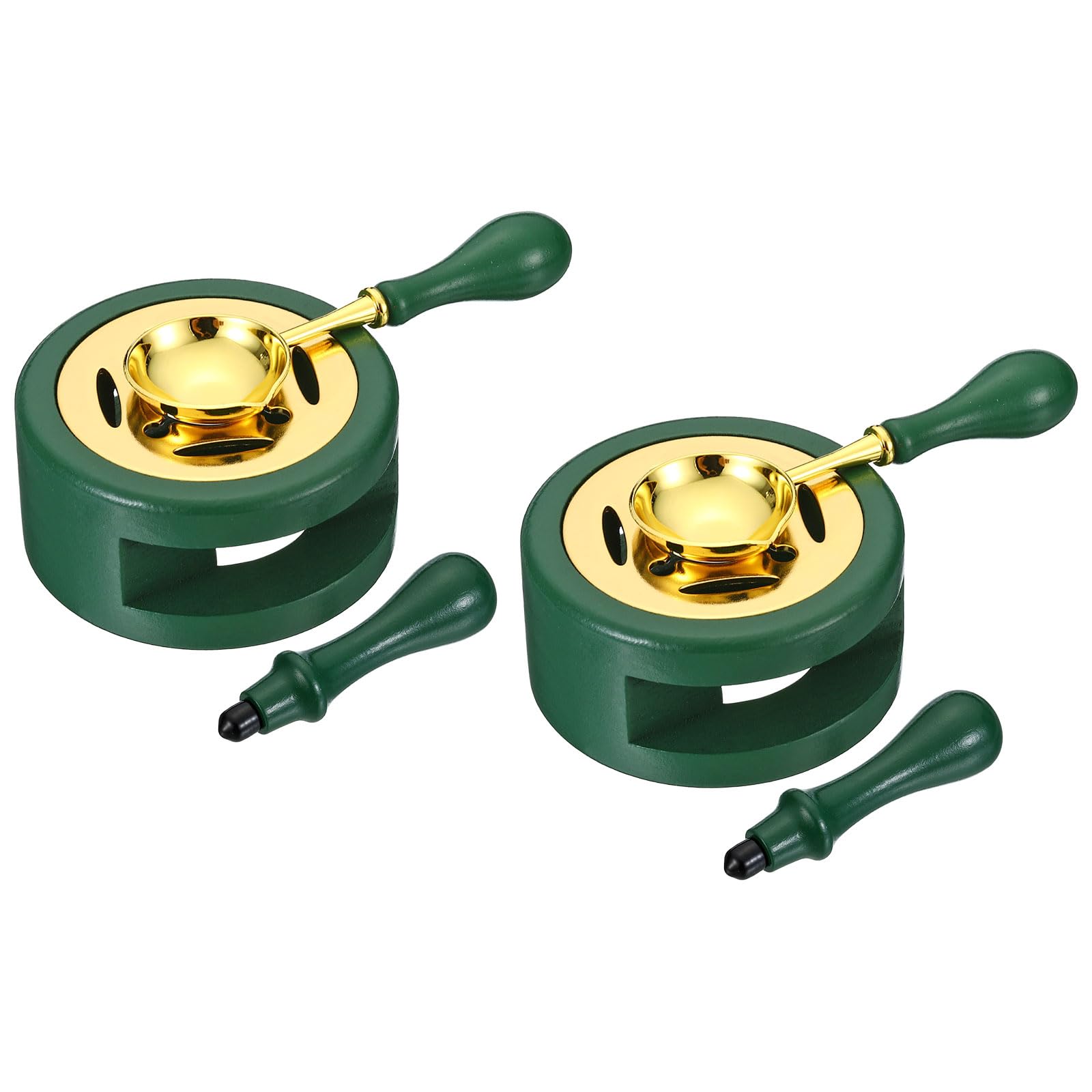 PATIKIL Wax Seal Kit, 2 Set Wax Seal Warmer Melting Spoon Wax Seal Stamp Handle Melt Stove Pot Furnace Tool for Melting Wax Sealing Beads, Green