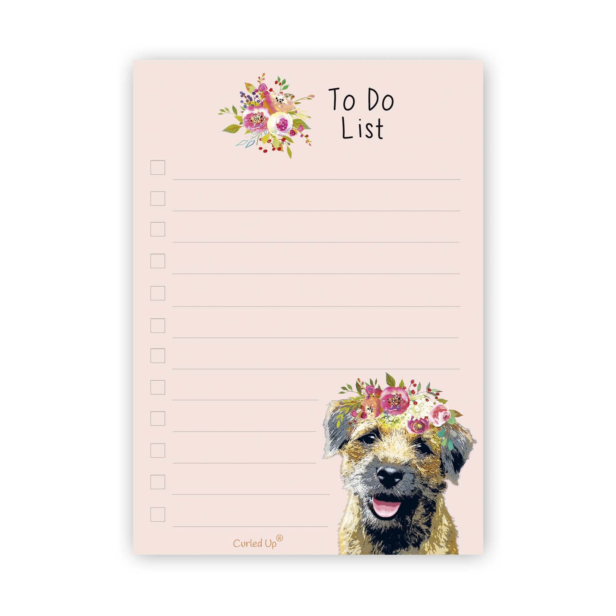 Border Terrier to Do List Notepad – A6-50 Tear Off Pages - Border Terrier Gifts – Notes Organiser – Dog Lover Memo Desk Pad - Stocking Filler