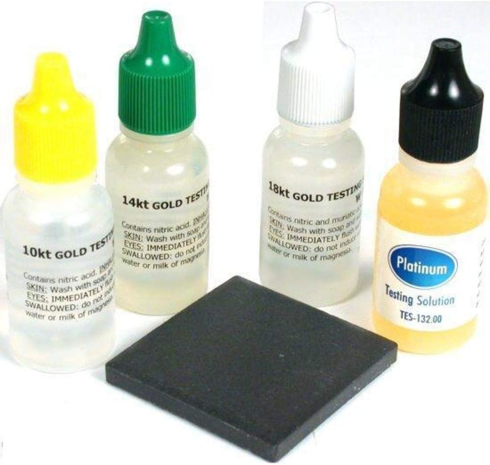 JSP Gold and Platinum Testing Solution Combo Pack and 2×3 Testing Stone