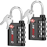 Forge TSA Approved，2 Opening, Key or Combination Luggage Lock，Black 2 Pack | Large Easy-Read Dials, Durable Zinc Alloy Body, Great for Luggage, Cruise &amp; Air Travel
