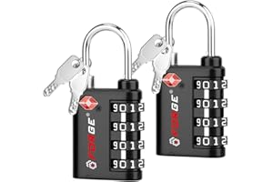 Forge Dual-Opening: Key or Combination Lock, TSA Approved Lock for Luggage, Pelican case, Travel, Gym, School,Luggage Combination Lock,Travel Bag Lock (Black 2 Pack)