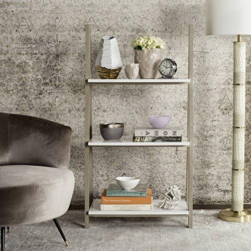 Safavieh Hartley 52" Retro Scandinavian Three Tier Shelf, White/Light Grey