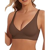 BOUFOR Deep V Bra Low Cut Sexy Push Up Bralettes for Women Padded Comfy Smoothing Wireless Lifting Bras Seamless Bralette