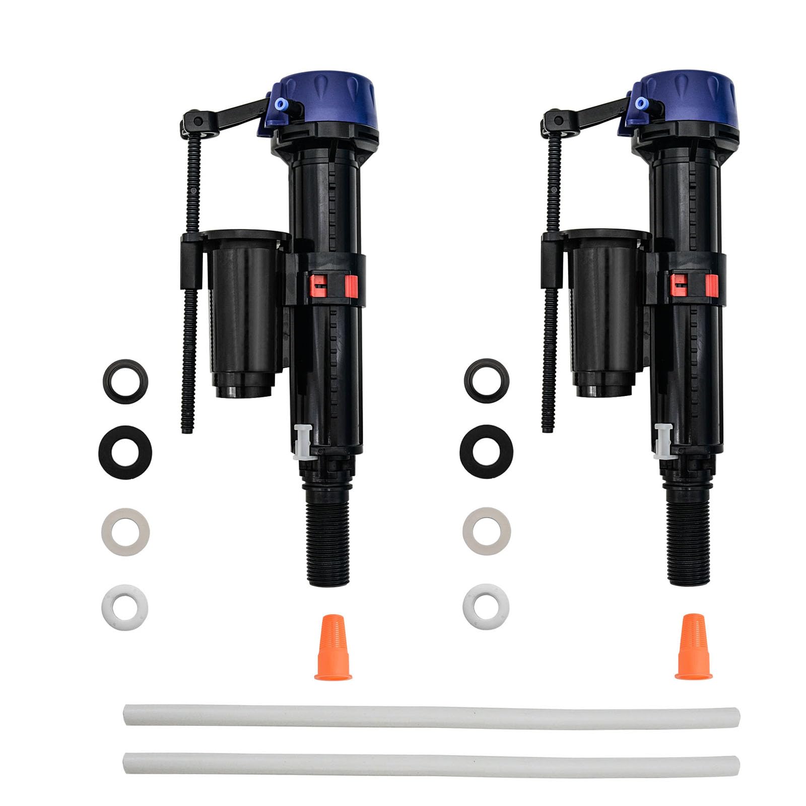 Empyreal Toilet Tank Fill Valve Replacement Part, G1/2 Universal WC Inlet Valve, Rod and Float Adjustable, Equipped with Outlet Filter and Refill Tube. (2 Pieces)