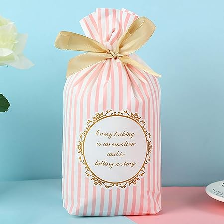 Amazon ラッピング袋 50枚セット 引っぱるだけ らくらく 包装 リボン マチ付き ラッピング 袋 おしゃれ かわいい フェミニン プレゼント用 大 巾着袋 ギフト用 ラッピングセット 2 ギフトバッグ 袋 文房具 オフィス用品