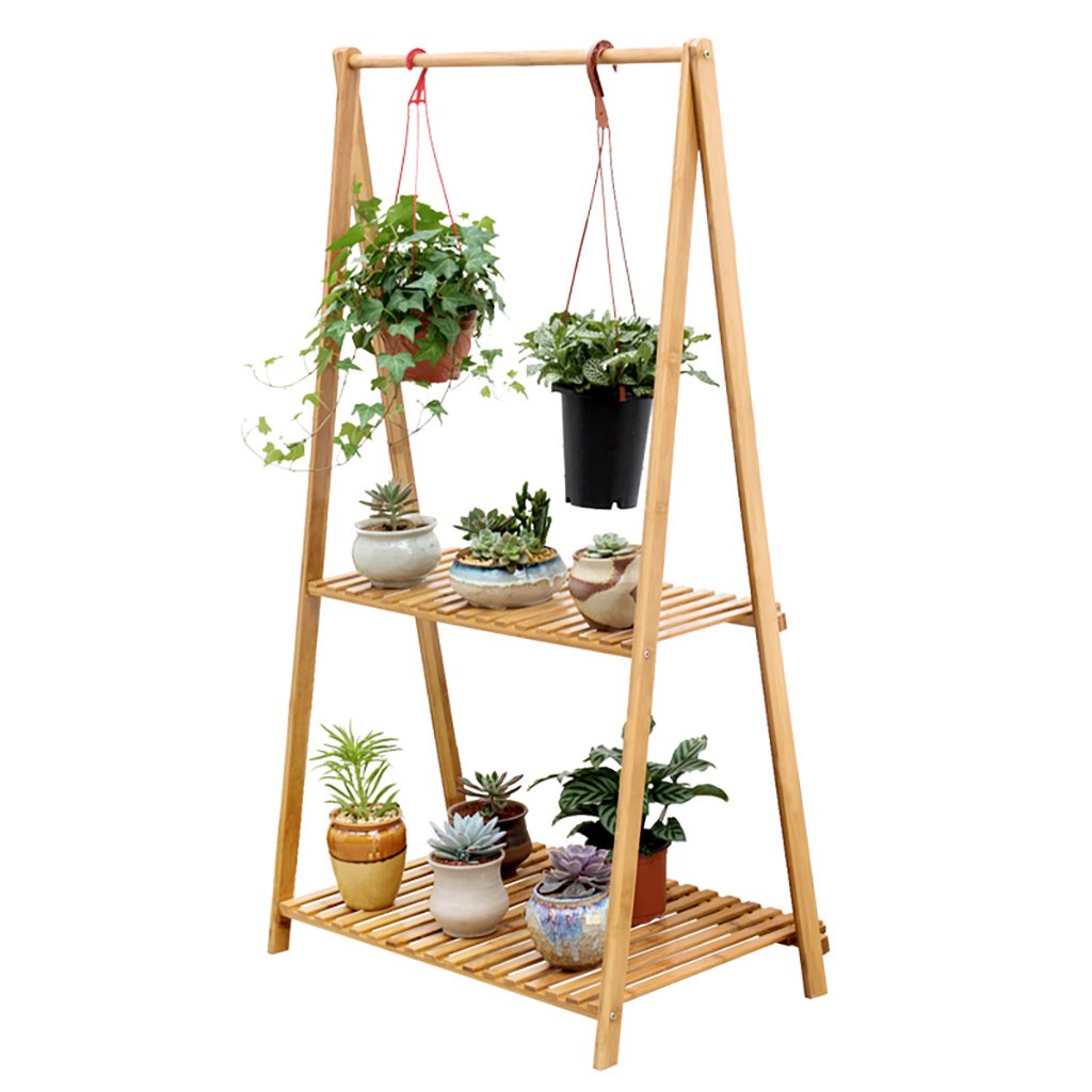 Creative Bamboo Floor Multi Layer Folding Flower Shelf Simple