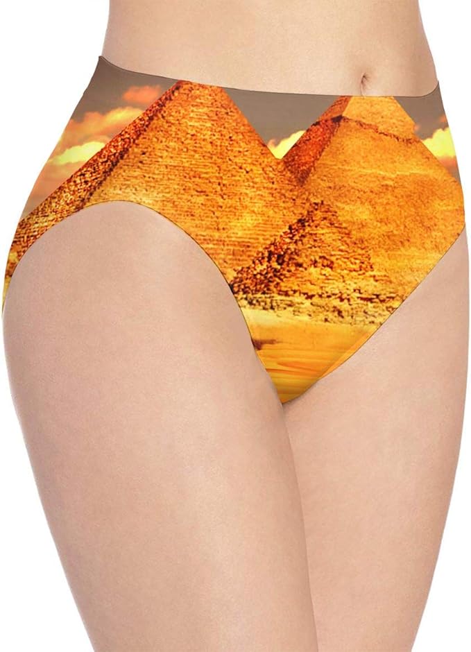 3D Print Soft Women's Underwear Yellow Gold Egyptian Pyramids Fashion Flirty Sexy