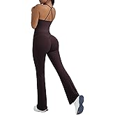 OMKAGI 2 Piece Workout Sets for Women Padded Tank Tops Flare Leggings Pilates Outfits