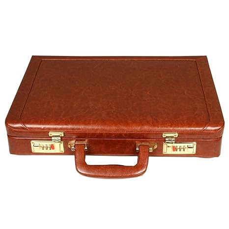 C Comfort Faux Leather Briefcase Tan
