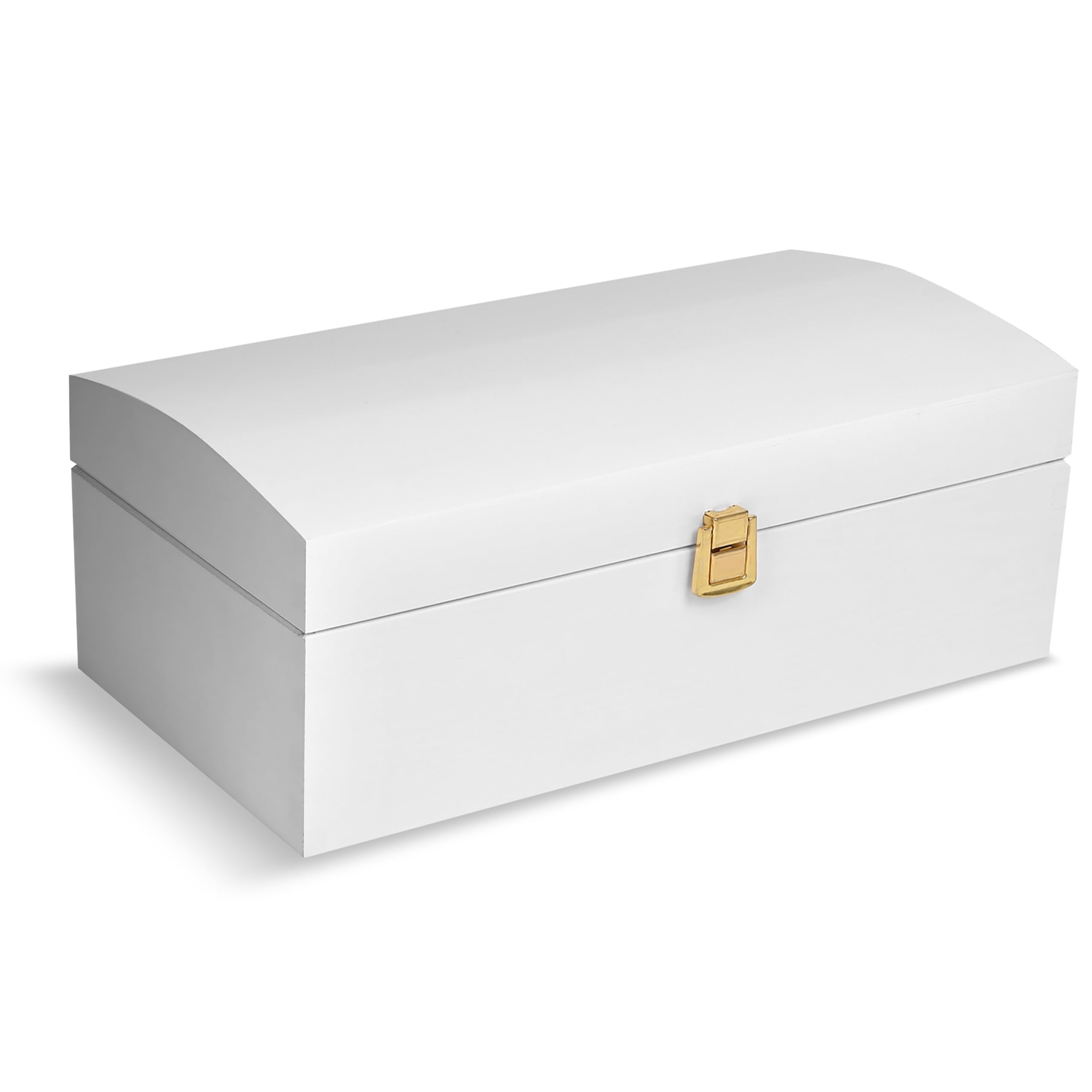Creative Deco Large Wooden Storage Box White with Lid | 34.5 x 18 x 13.8 cm | Wood Keepsake Treasure Chest Trunk | Easter Memory Box for Art & Craft or as a Gift Box