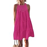 BTFBM Women Summer Dresses 2026 Casual Spring Clothes Sleeveless Halter Neck A-Line Boho Mini Dress Beach Vacation Sundress