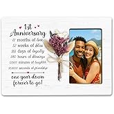 LUERHUI 1st Anniversary Bouquet Picture Frame Gifts for Couples Boyfriend Girlfriend, One Year Anniversary Picture Frame for Husband Wife