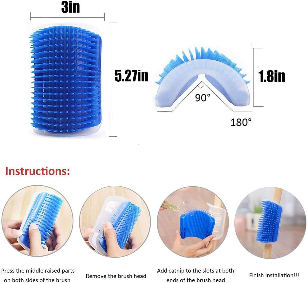 2Pcs Cat Self Groomer Brush with Catnip, Wall Corner Mounted Massage Grooming Comb - Image 4