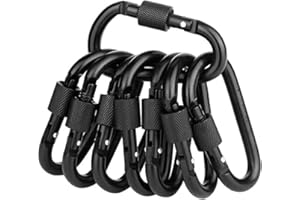 Locking Carabiner Clip,3 Inch D Ring Clips Spring Snap Key Chain Hook Screw Gate Aluminum Carabiners for Outdoor Travel Campi