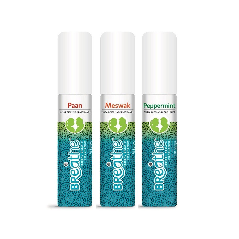 Buy Breathe Mouth Breath Freshener Spray Paan, Meswak & Peppermint 40