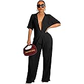 KEYUFANG 2 Piece Outfits for Women 90s Casual Boho Trendy Muse Shirt Wide Leg Pants Solid Daily Pleated Suit