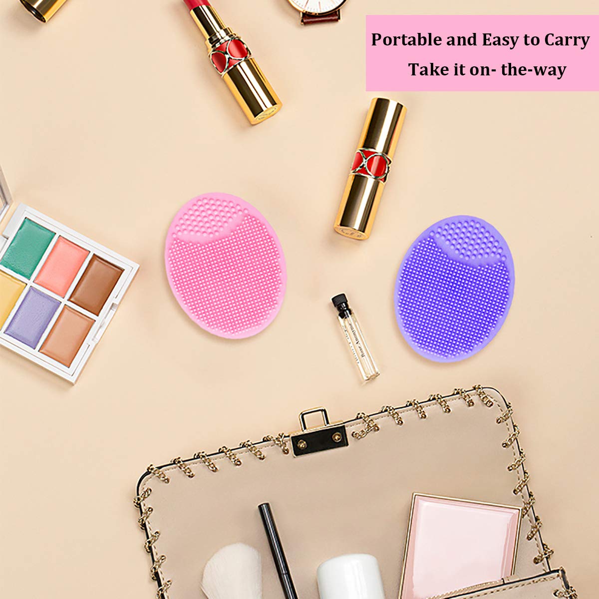 HieerBus Facial Cleansing Brush,Soft Silicone Face Scrubber,Facial Exfoliation Scrub for Massage Pore Cleansing Blackhead Removing Deep Scrubbing for All Kinds of Skins (2ed-Pink+Purple): Beauty