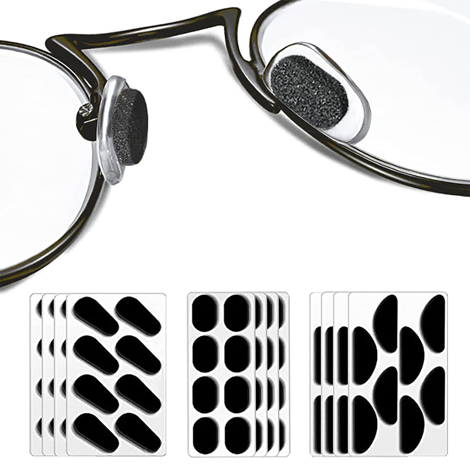 Photo 1 of Dadop 48 Pairs of Glasses Nose Pads, Eyeglass Nose Pads Soft Foam Self-Adhesive Nose Pads, Sponge Anti-Slip… (Black)