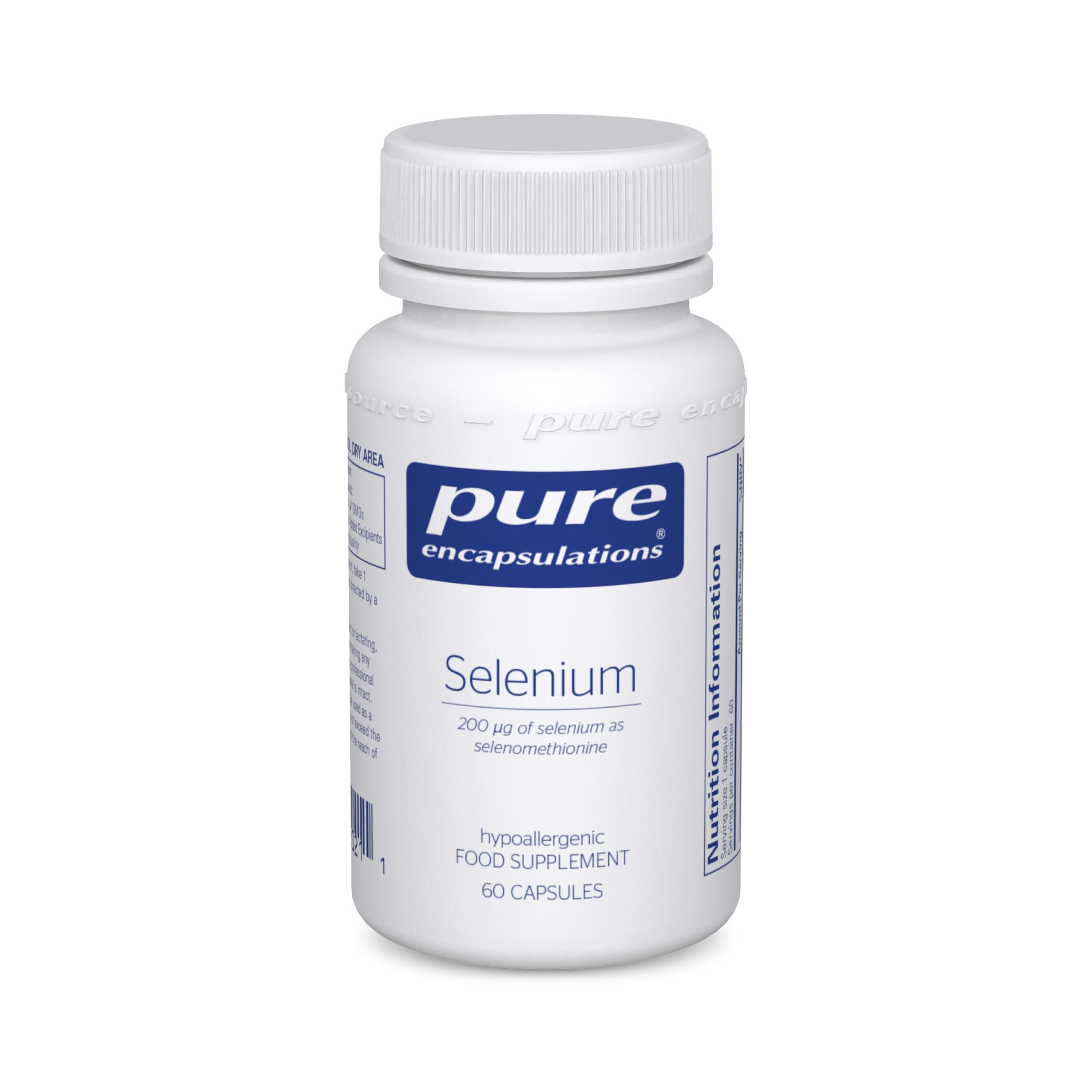 Pure Encapsulations Selenium 200ug - Selenomethionine Supplement for Immune and Thyroid Function Support - 60 Vegetarian Capsules
