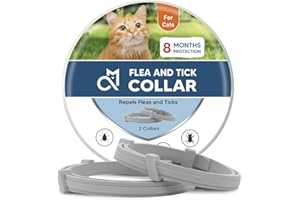 fcesiweg Flea Collar for Cats, Tick Collars for Cats,8 Months Protection,Plant Ingredients, Cat Flea Tick Collar -2P
