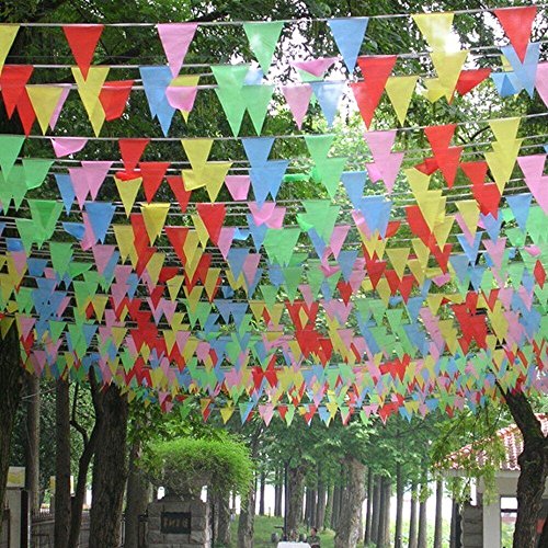 image for ALEY 750 Feet Multicolor Pennant Banner Flags String,Outdoor Indoor Pa
