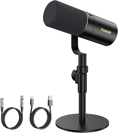 TONOR TD510 Dynamic Microphone USB XLR Cardioid with Boom Stand Black