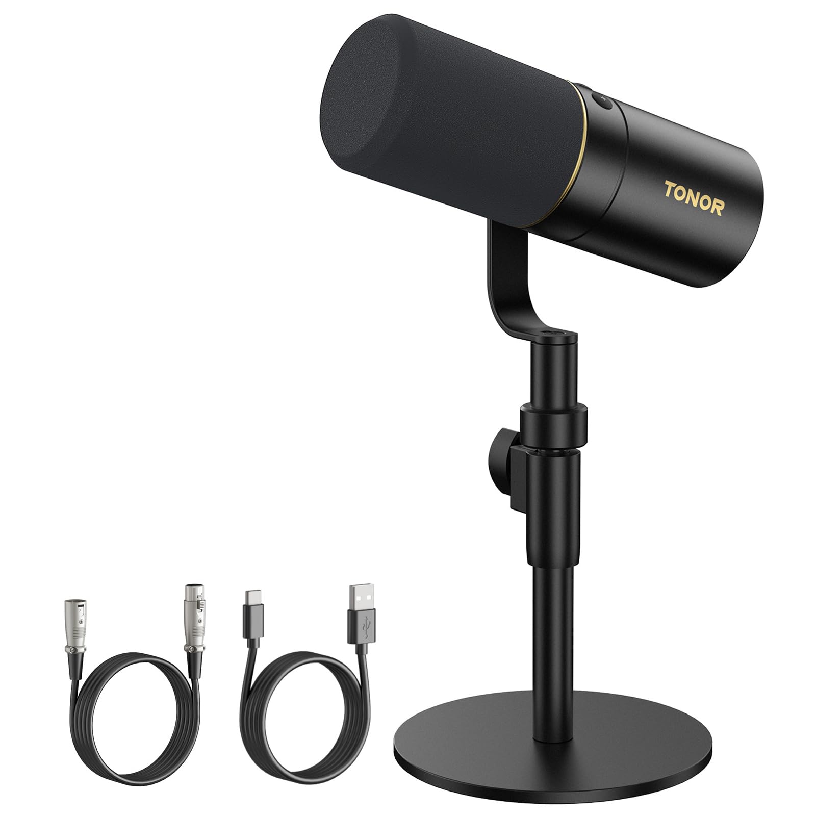 TONOR Dynamic Microphone, XLR/USB Microphone for Podcast, Recording, Streaming, Gaming, XLR Cardioid Studio Mic with Quick Mute, 3.5mm Headphone Jack, Volume Control, Mic with Desktop Stand, TD520