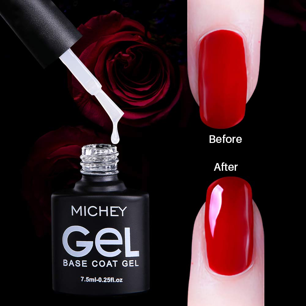 MIYOUNE BASE COAT & NO WIPE TOP COAT Set,UV Gel Nail Polish, 2pcs, 0.25 fl oz