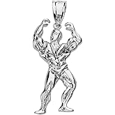 Claddagh Gold 925 Sterling Silver Masculine Bodybuilder Sports Pendant