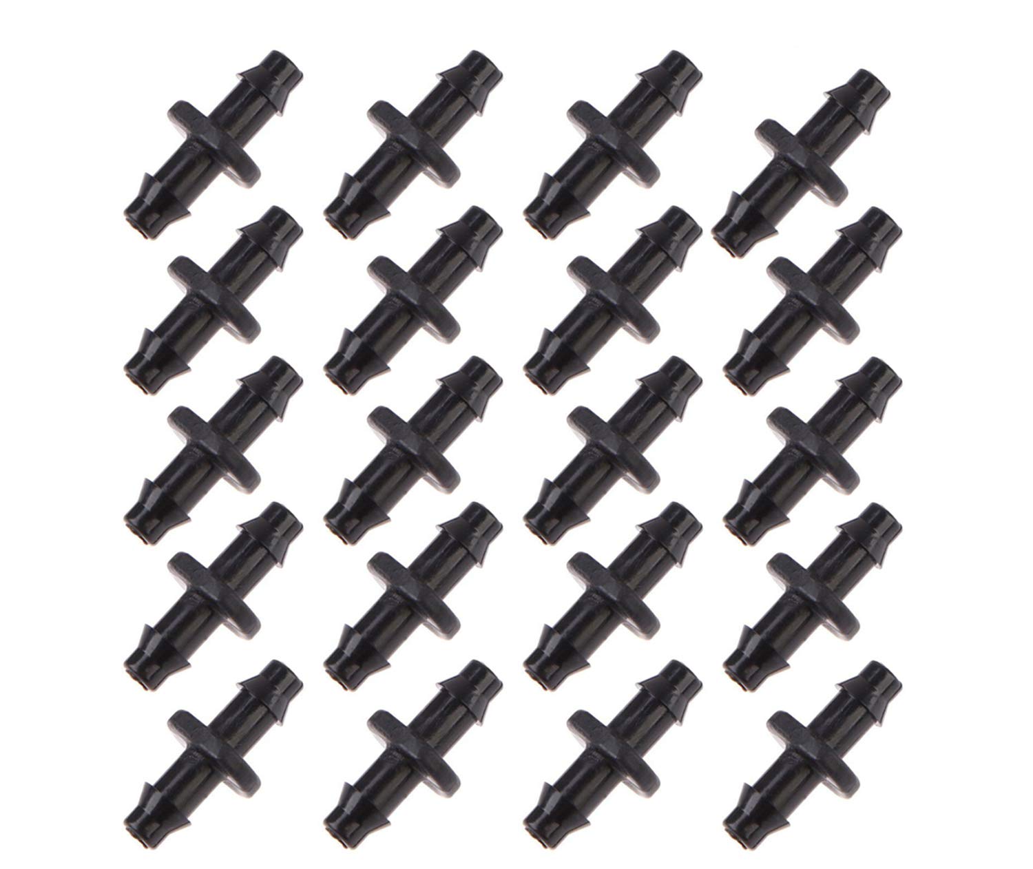 UCLEVER 100 Pcs Drip Irrigation Barbed Connectors Coupling Fittings Kit for 1/4 Inch Hose Tube Drip Irrigation Watering System