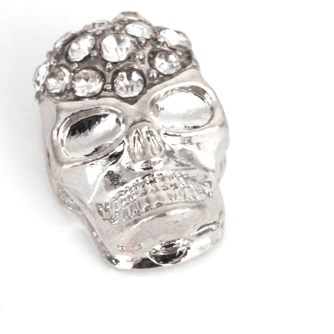 RUBYCA 20pcs Skull Beads Sideway Connector Shamballa Bracelet Silver Color White Clear Crystal