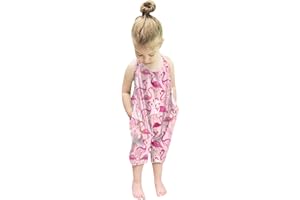 RAISEVERN Toddler Girls Halter Backless Romper Baby Kid Jumpsuit Pants Clothes with Pocket Size 1-6 T