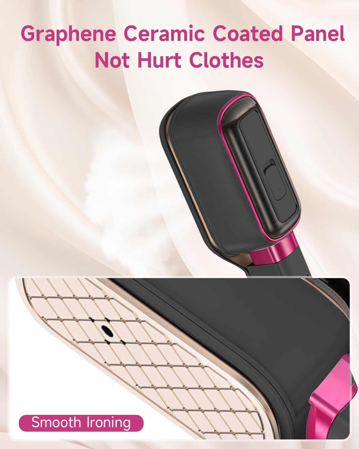 3-in-1 Travel Press Iron Steamer for Clothes, 1000W, 20s Fast Heat Up, 180° Rotating, Portable Handheld Clamp & Vertical Steamer, 65ml Tank, Gray