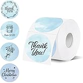Starboling Thermal Labels,2 Inch Blue Watercolor Round Thermal Printer Stickers,Self-Adhesive Round Direct Thermal Labels,Thermal Stickers for DIY Logo Design,Name Tag