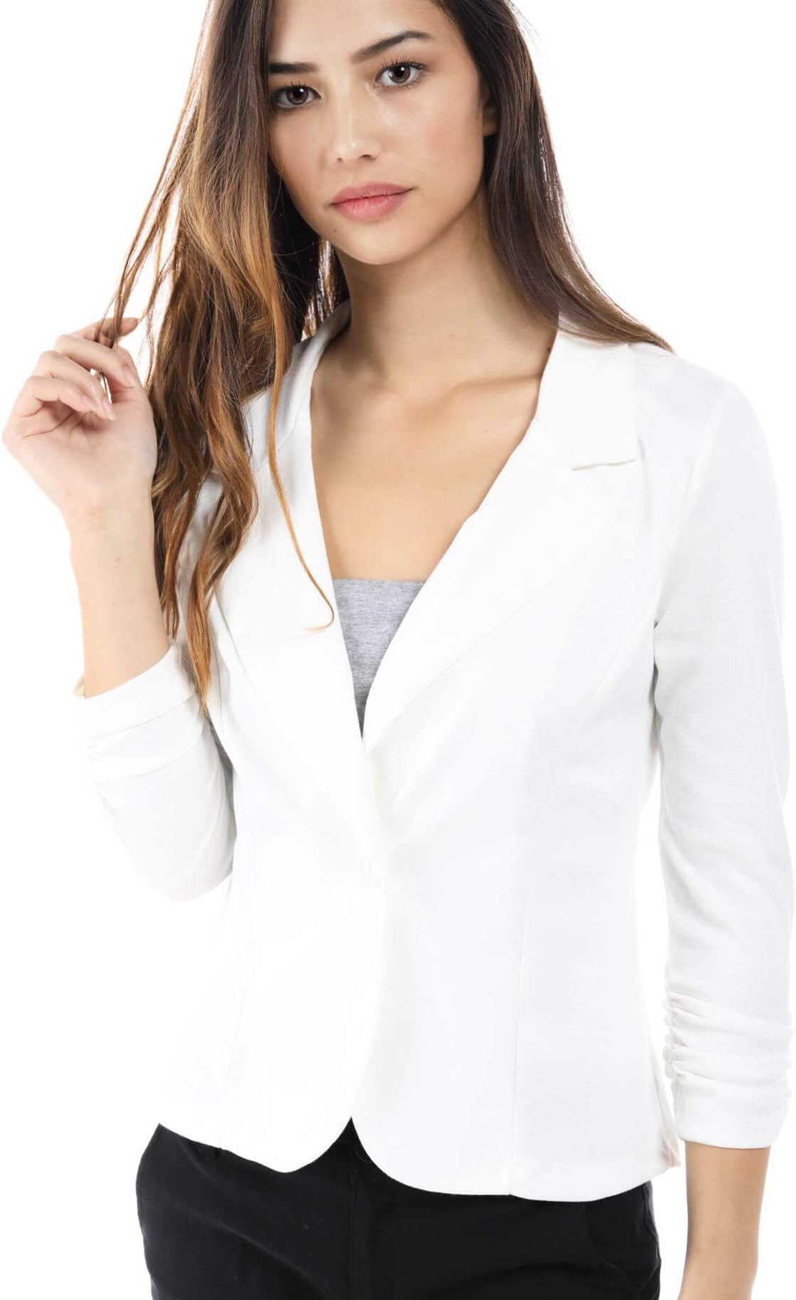 Women's Slim Fit One Button Office Knit Blazer Jacket,Made in USA Except for Striped Jacket (Small-3XL)
