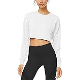 Bestisun Long Sleeve Crop Top Cropped Sweatshirt for Women with Thumb Hole
