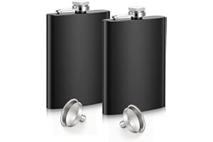2 Pack Flask, Portable Flasque Alcool, 8 oz Stainless Steel Flasks with Funnel for Alcohol, Leak Proof Drinking Ballon for Me