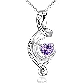 Distance I Love You to The Moon and Back Necklace 925 Sterling Silver Birthstone Necklace Birthday Valentines Day Gifts for Women Wife Mom Daughter
