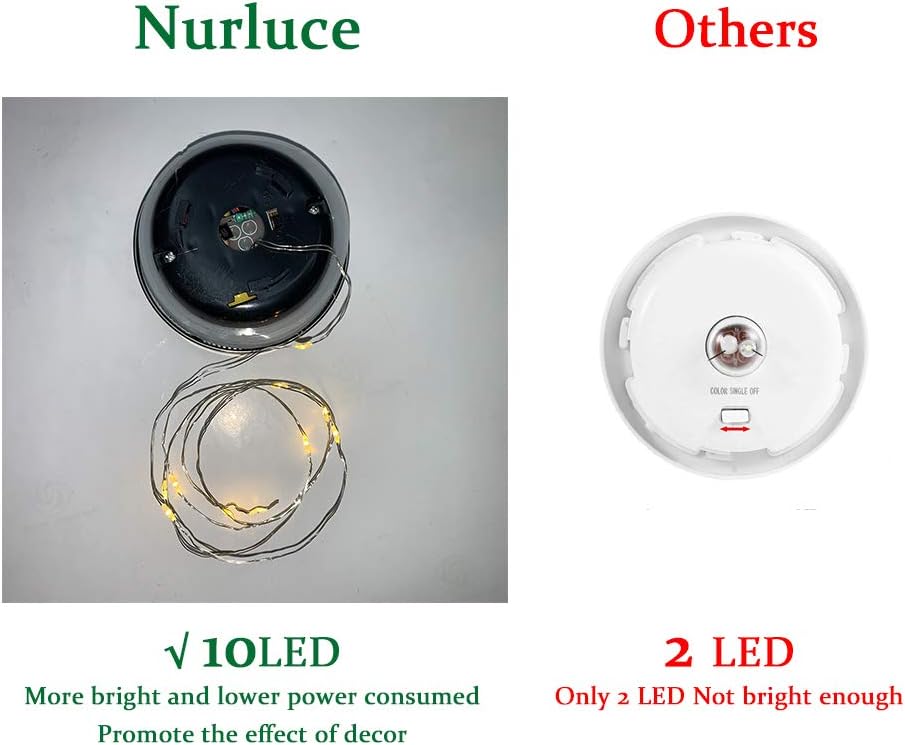 Nurluce 4 Pack Battery Operated Outdoor Tabletop Lanterns 10 LED Outdoor Garden Mosaic Glass Decorative Lanterns Cracked Glass Waterproof Table Lamp Waterproof Mood Lights for Patio Garland Garden - - 