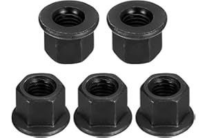 uxcell M12 Flange Hex Nuts, 5pcs Grade 12.9 Carbon Steel Black Oxide Finished Hex Flange Nuts for Machinery