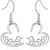 Elephant Earrings for Women, 925 Sterling Silver Animal Dangle Drop Earrings Elephant Gifts for Women